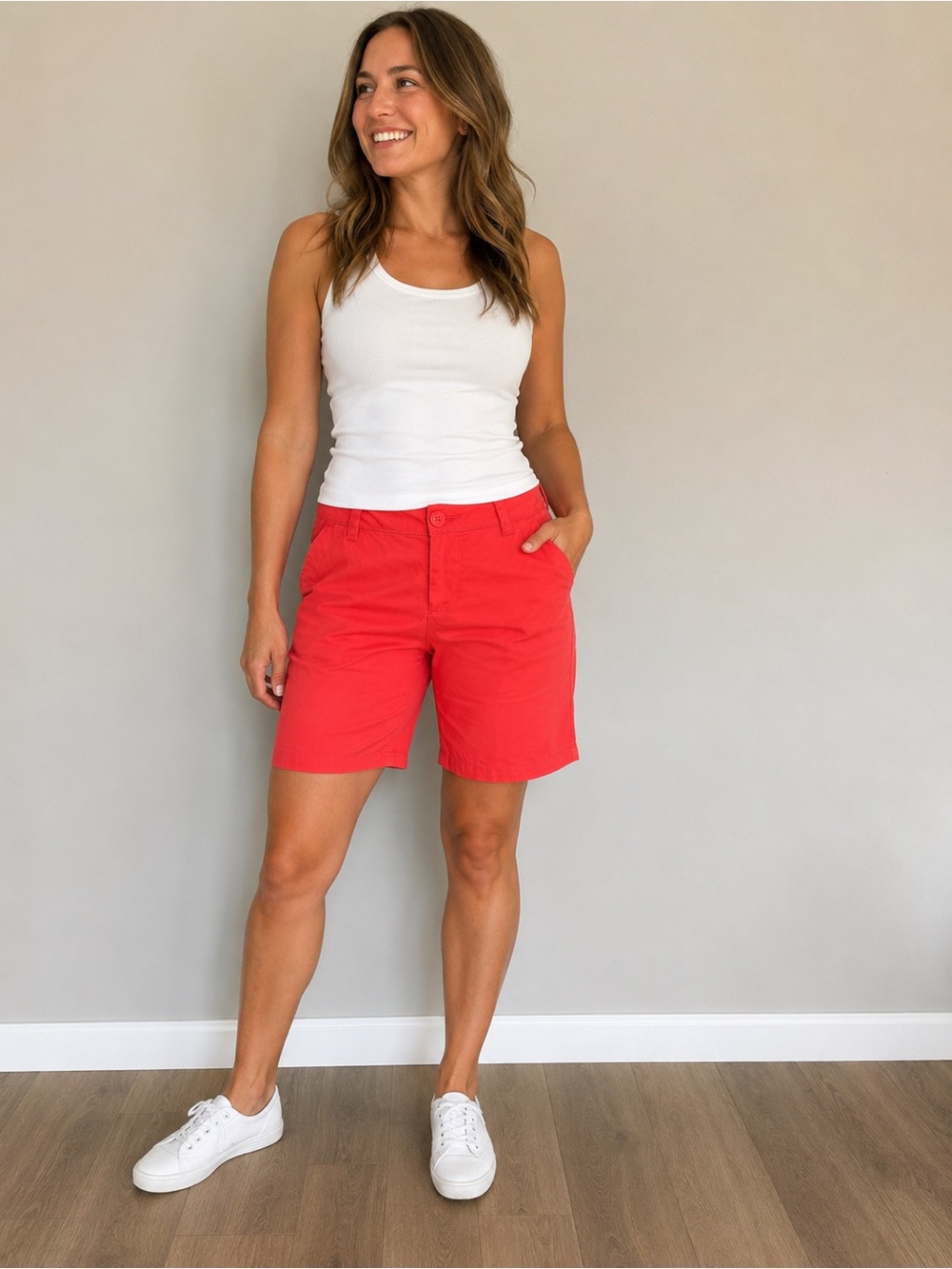 Columbia Women’s Size 8 Coral Red Cotton Bermuda Hiking Shorts
